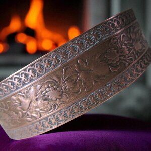 Copper Cuff Bracelet GRAPE VINES Wine Lovers Wide